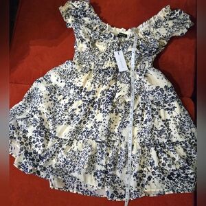 Dynamite lined dress Damask french blue pattern